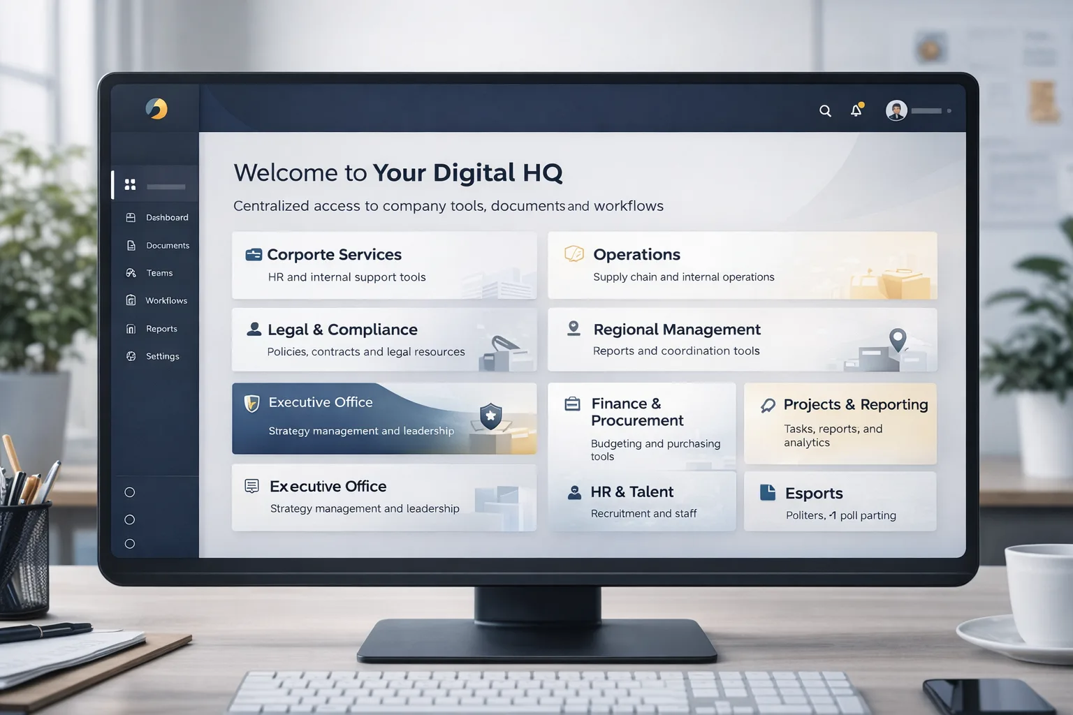Digital HQ dashboard home